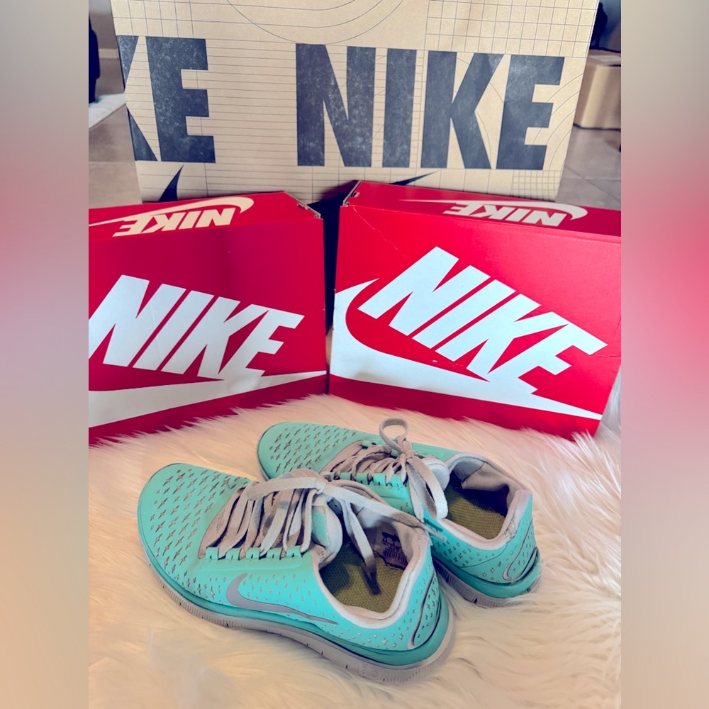 Nike Tiffany Blue Free 3.0 Running Lace Up Shoes/sneakers/trainers Size 6.5